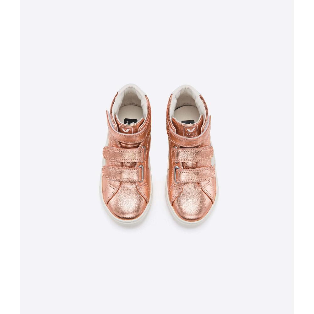 Gold Kids' Veja ESPLAR MID LEATHER High Tops | AU 681ILH